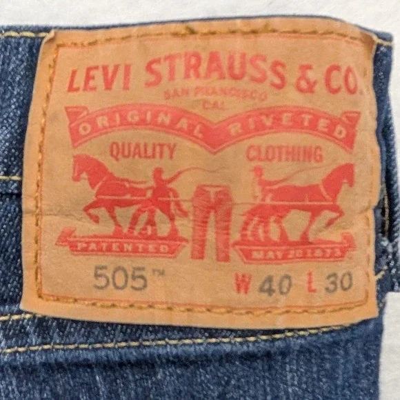 Levi's 505 Regular Fit Men 40x30 Dark Wash Indigo Stretch Straight Leg Jeans - Picture 5 of 14